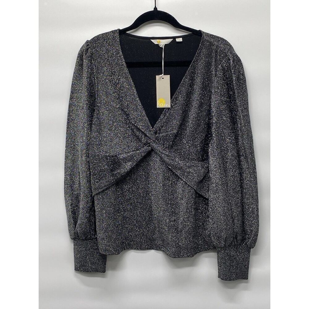 Boden Women’s Twist Front Jersey Top‎ Size 20/22 Silver Sparkle Glam Party Event